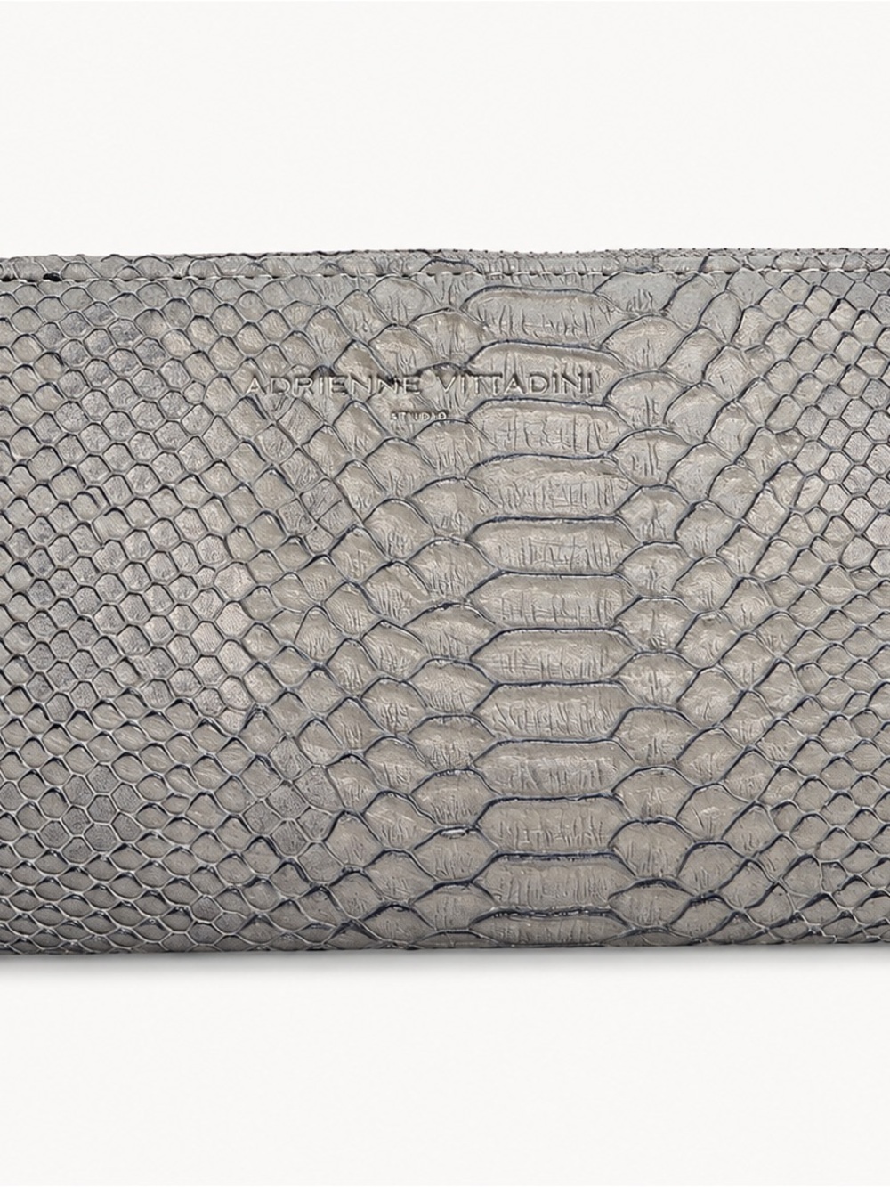 Adrienne Vittadini Silver Gray Snake-Embossed Zip Wallet
